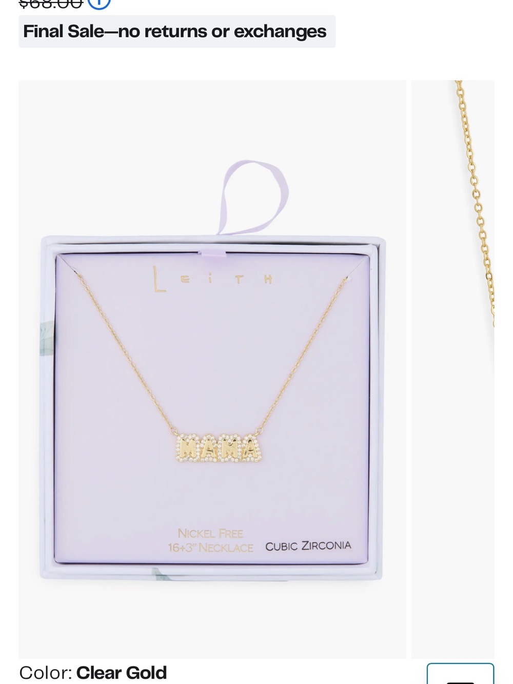 Leith Gold 'MAMA' Cubic Zirconia Nameplate Necklace